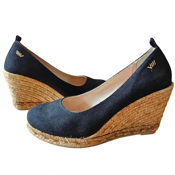 Viscata Barcelona Handmade Roses Espadrille Canvas Jute Wedges Black Size EU 40. - Picture 11 of 16